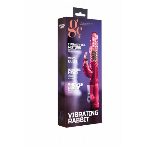 Розовый вибратор Vibrating Rabbit с клиторальным отростком - 22 см.